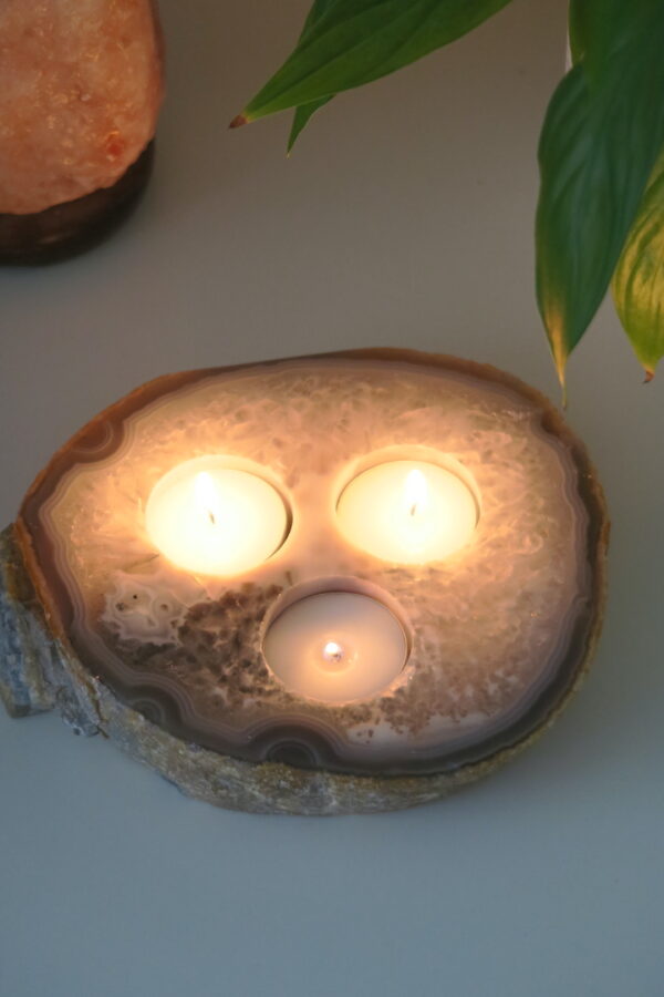 Agaat waxinehouder - Handgemaakt spiritueel decor