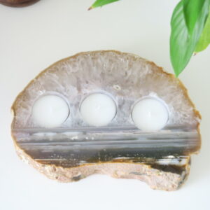 Agaat waxinehouder - Handgemaakt spiritueel decor