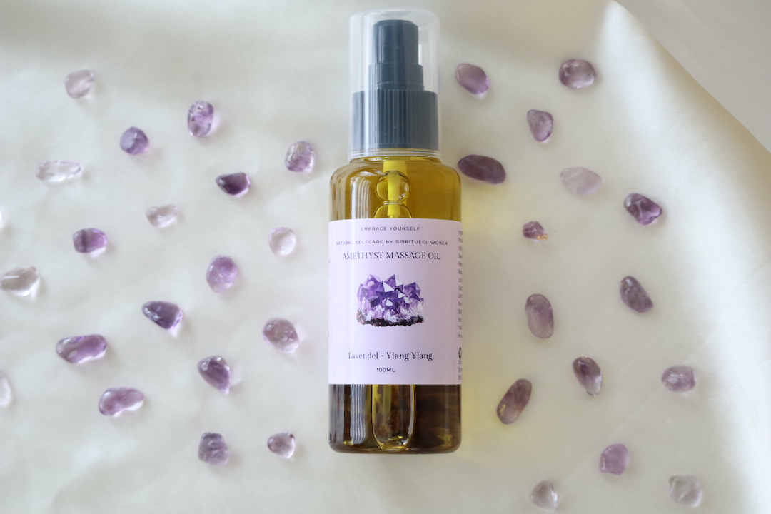 Amethist massage olie 100 ml met lavendel en ylang ylang etherische olie